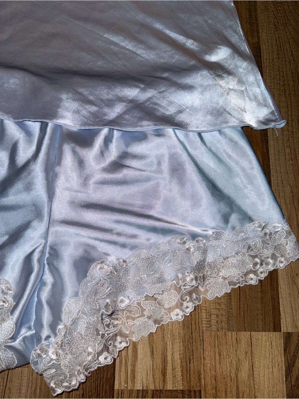 RACHEL Rachel Roy Light Blue Satin Lace-Trim Slip - Picture 2 of 5
